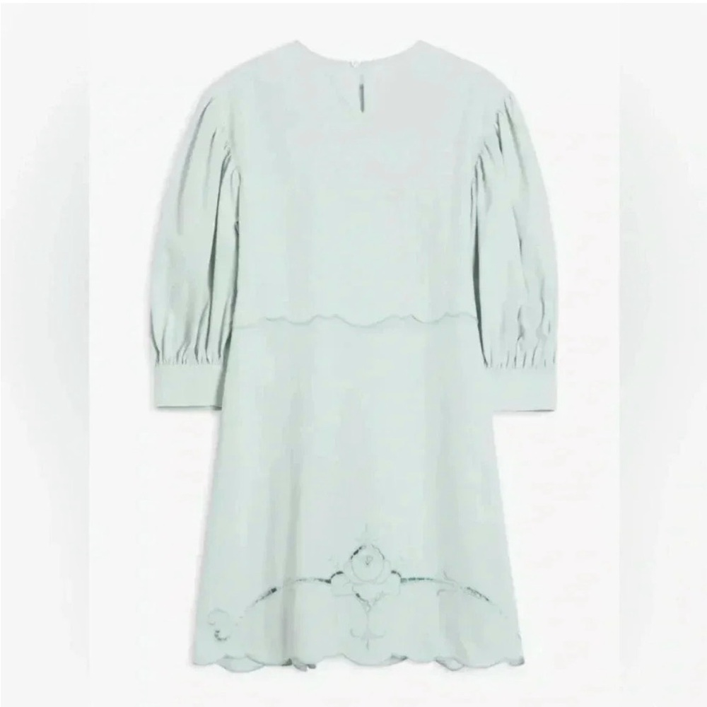 Elegant See by Chloe Mint Puff Sleeve Embroidered Mini Dress (Size 10) - Picture 5 of 13
